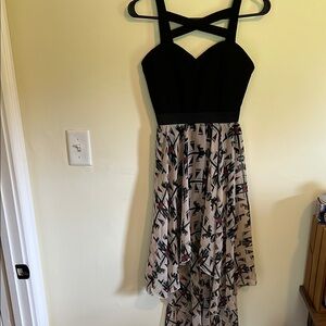 Chic Black and Cream High Low Dress